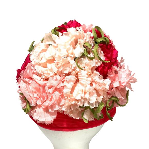 Vintage Best & Co Fifth Ave New York Pink & White silk flowers pillbox Hat main image 9
